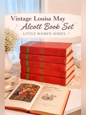 Vintage Red Clothbound Louisa M. Alcott Book Set